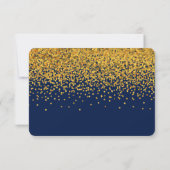 Gouden en Blauwe Glam Confetti Stippen RSVP (Achterkant)