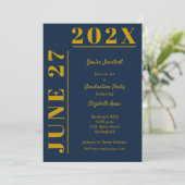 Gouden en Blauwe GraduPartij Kaart (Staand voorkant)