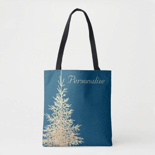 Gouden en blauwe groenblijvende boom elegante wint tote bag (Voorkant)