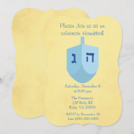 Gouden en Blauwe Hanukkah-feest Kaart