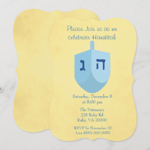 Gouden en Blauwe Hanukkah-feest Kaart