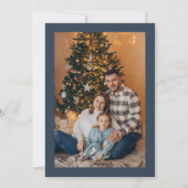 Gouden en blauwe kerstbomen en sterren foto feestdagenkaart (Achterkant)