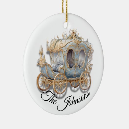  gouden en blauwe koets - Custom Keramisch Ornament (Rechts)
