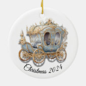  gouden en blauwe koets - Custom Keramisch Ornament (Achterkant)