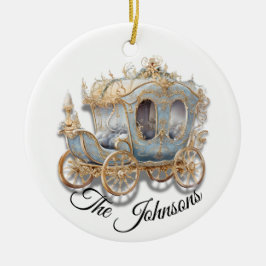  gouden en blauwe koets - Custom Keramisch Ornament