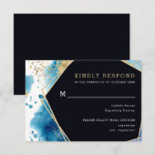 Gouden en Blauwe Oceaan Trouwmaaltijd Optie RSVP-k RSVP Kaartje (Voorkant / Achterkant)