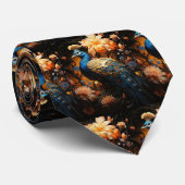 Gouden en blauwe pauw stropdas (Opgerold)