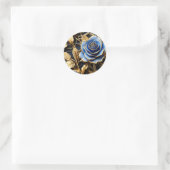 Gouden en blauwe Rozen Art Nouveau Ronde Sticker (Tas)