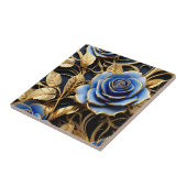 Gouden en blauwe Rozen Art Nouveau Tegeltje (Zijkant)