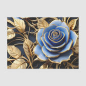 Gouden en blauwe Rozen Art Nouveau Tissuepapier (Voorkant)