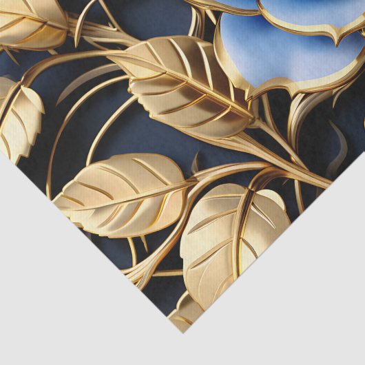 Gouden en blauwe Rozen Art Nouveau Tissuepapier (Detail)