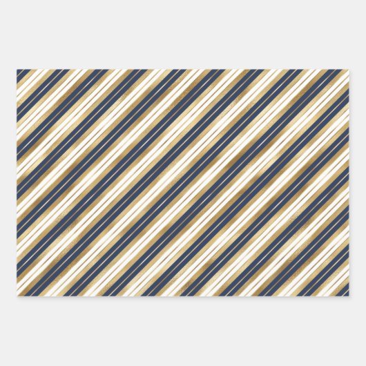 Gouden en blauwe strepen inpakpapier vel (Voorkant 2)