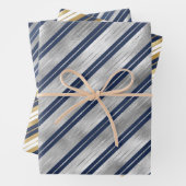 Gouden en blauwe strepen inpakpapier vel (In situ)