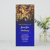  gouden en blauwe trouwprogramma's programmakaart (Staand voorkant)