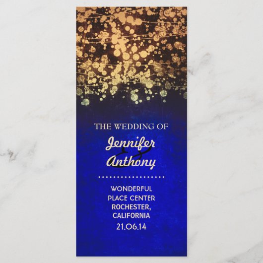  gouden en blauwe trouwprogramma's programmakaart (Voorkant)