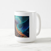 Gouden en blauwe varen koffiemok (Voorkant rechts)