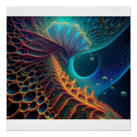 Gouden en blauwe varen perfect poster (Voorkant)