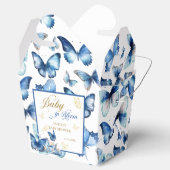 Gouden en blauwe vlinder Baby in bloei Bedankdoosjes (Geopend)