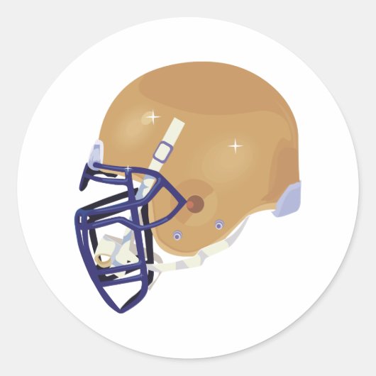 gouden en blauwe voetbalhelm vectorafbeelding ronde sticker (Voorkant)