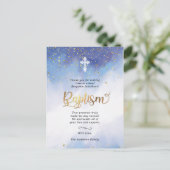 Gouden en Blauwe Waterverf Doop Dank U Briefkaart (Staand voorkant)