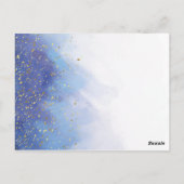 Gouden en Blauwe Waterverf Doop Dank U Briefkaart (Achterkant)