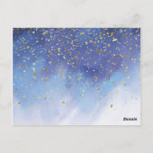 Gouden en Blauwe Waterverf Doopsel Foto Dank U Briefkaart (Achterkant)