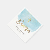 Gouden en Blauwe Waterverf Jongensdoop Servet (Hoek)