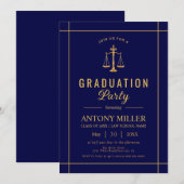 Gouden en blauwe wet school afstuderen Klasse van  Kaart (Voorkant / Achterkant)
