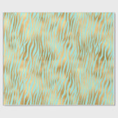 Gouden en Blauwe Zebra print Cadeaupapier (Vlak)