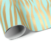 Gouden en Blauwe Zebra print Cadeaupapier (Rol Hoek)
