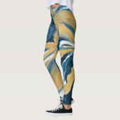 Gouden en Blauwgroen all-over-print leggings (Links)