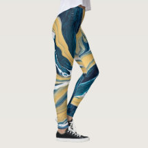 Gouden en Blauwgroen all-over-print leggings