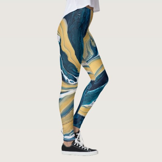 Gouden en Blauwgroen all-over-print leggings (Rechts)