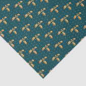 Gouden en Blauwgroen Blauwe Kerstmis Holly Tissuepapier (Detail)