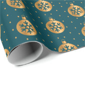 Gouden en Blauwgroen Blauwe Kerstversieringen Cadeaupapier (Rol Hoek)