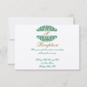 Gouden en Blauwgroen  Bloemenrolontvangst Kaart (Voorkant)