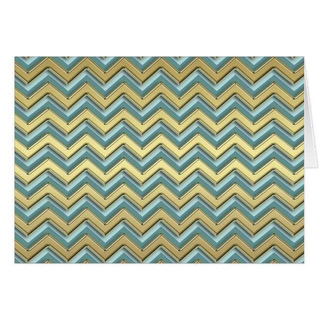 Gouden en Blauwgroen Chevron Pattern (Voorkant Horizontaal)