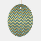 Gouden en Blauwgroen Chevron Pattern Keramisch Ornament (Rechts)