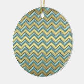 Gouden en Blauwgroen Chevron Pattern Keramisch Ornament (Links)
