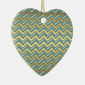 Gouden en Blauwgroen Chevron Pattern Keramisch Ornament (Rechts)