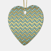 Gouden en Blauwgroen Chevron Pattern Keramisch Ornament (Links)