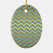 Gouden en Blauwgroen Chevron Pattern Keramisch Ornament (Voorkant)