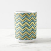 Gouden en Blauwgroen Chevron Pattern Koffiemok (Center)