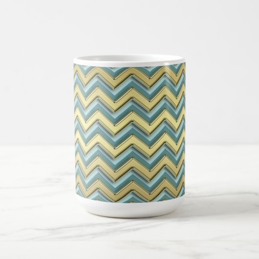 Gouden en Blauwgroen Chevron Pattern Koffiemok (Center)