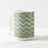 Gouden en Blauwgroen Chevron Pattern Koffiemok (Voorkant links)