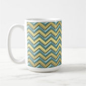 Gouden en Blauwgroen Chevron Pattern Koffiemok (Links)