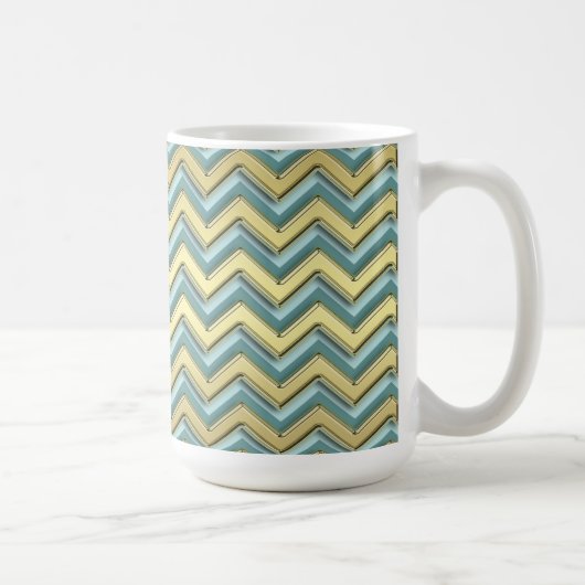 Gouden en Blauwgroen Chevron Pattern Koffiemok (Rechts)