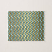 Gouden en Blauwgroen Chevron Pattern Legpuzzel (Horizontaal)