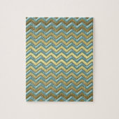 Gouden en Blauwgroen Chevron Pattern Legpuzzel (Verticaal)