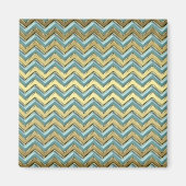 Gouden en Blauwgroen Chevron Pattern Magneet (Voorkant)